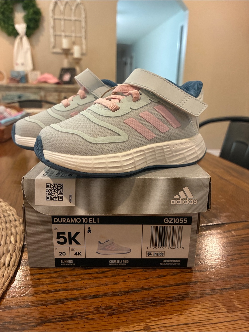 adidas Kids Duramo 10 EL I Pink, Light Blue & Gray Sneakers